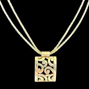 Brighton Deco Art Necklace Double Snake Chain Silver Plated